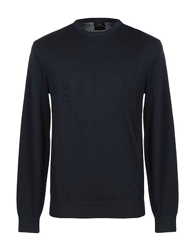 ARMANI EXCHANGE Pullover Blu notte 100% Cotone, Poliammide, Elastan