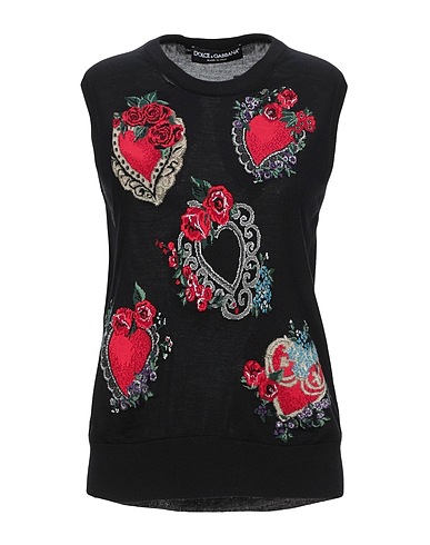 DOLCE&GABBANA Sleeveless sweater Black 73% Virgin Wool, 15% Silk, 9% Viscose, 3% Polyester