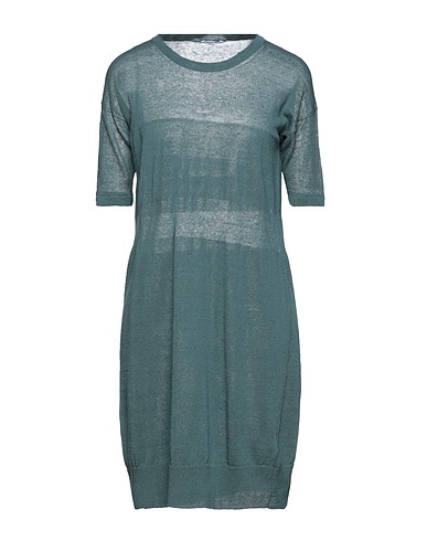 PESERICO Short dress Dark green 60% Linen, 40% Cotton