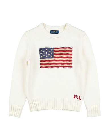 POLO RALPH LAUREN Jumper FLAG COTTON CREWNECK SWEATER
 White 100% Cotton