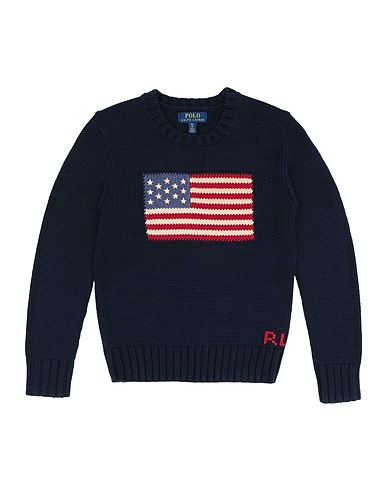 POLO RALPH LAUREN Pullover FLAG COTTON CREWNECK SWEATER
 Blu notte 100% Cotone