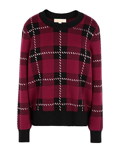 MICHAEL MICHAEL KORS Jumper PLAID EMBELL LS SWEATER
 Garnet 37% Cotton, 23% Merino Wool, 22% Nylon, 16% Viscose, 2% Elastane