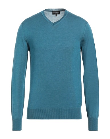 EMPORIO ARMANI Sweater Pastel blue 100% Virgin Wool