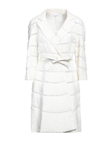 ERMANNO SCERVINO Double breasted pea coat White 46% Cotton, 43% Viscose, 11% Polyamide