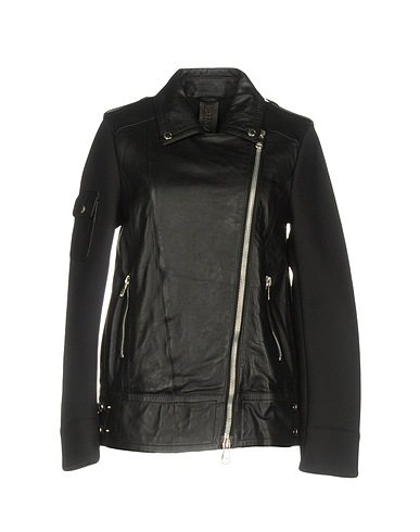 PATRIZIA PEPE Giacca biker Nero 48% Cotone, 45% Poliammide, 7% Elastan, Montone