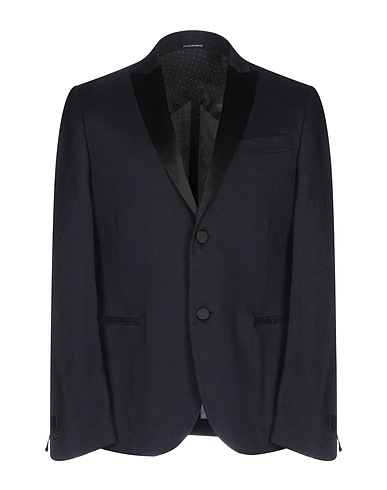DANIELE ALESSANDRINI Blazer Midnight blue 75% Linen, 22% Viscose, 3% Elastane
