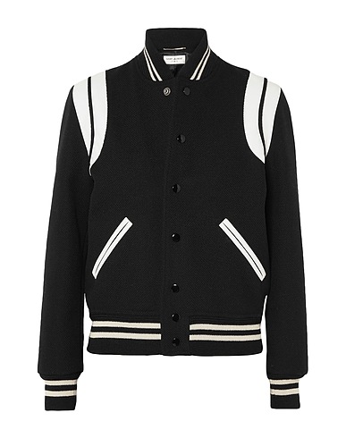 SAINT LAURENT Bomber Black 90% Wool, 10% Polyamide, Lambskin