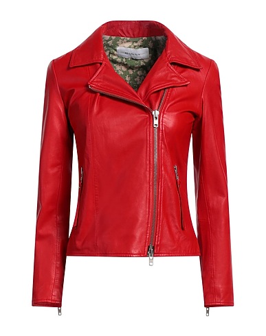 BULLY Biker jacket Tomato red 100% Lambskin