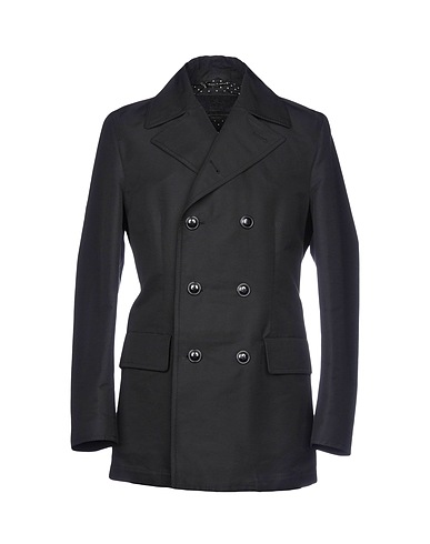 DOLCE&GABBANA Double breasted pea coat Black 72% Cotton, 28% Polyamide, Lambskin, Metallic fiber, Bull skin