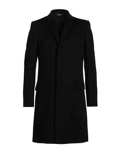 DOLCE&GABBANA コート ブラック 90% バージンウール, 10% カシミヤ