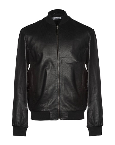BIKKEMBERGS Bomber Black 100% Lambskin, Polyester, Polyamide, Elastane