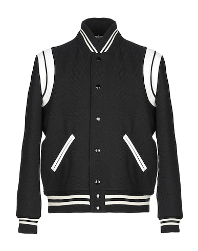 SAINT LAURENT Bomber Black 90% Virgin Wool, 10% Polyamide, Lambskin, Wool
