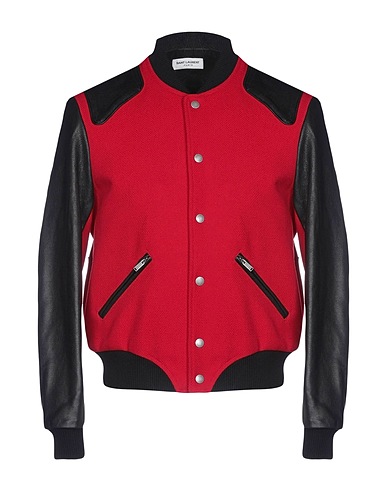 SAINT LAURENT Bomber Red 90% Wool, 10% Polyamide, Lambskin, Elastane