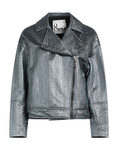 8PM Bikerjacke Taubenblau 61% Baumwolle, 12% Acetat, 12% Synthetische Fasern, 11% Polyester, 4% Andere Fasern