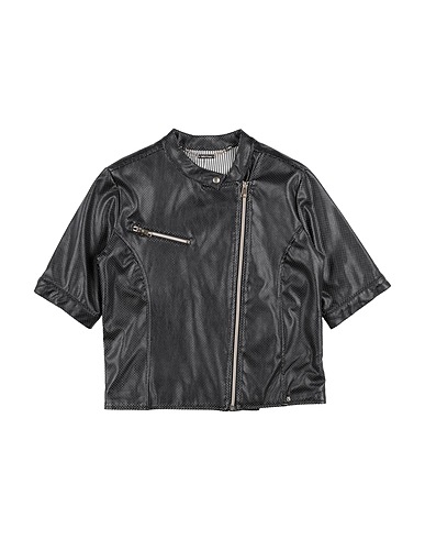 MISS GRANT Biker jacket Black 60% Polyurethane, 35% Viscose, 5% Elastane