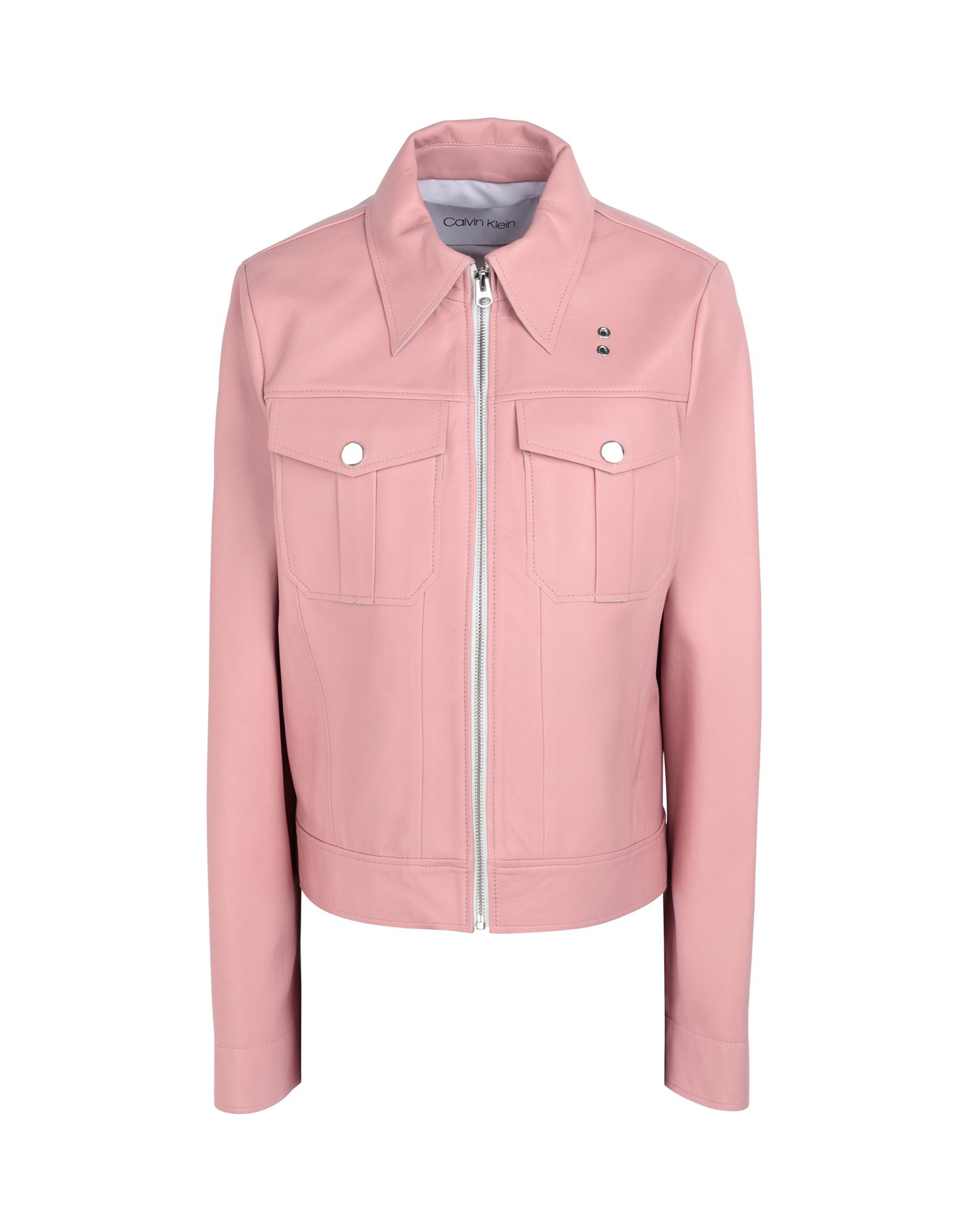 calvin klein pink leather jacket