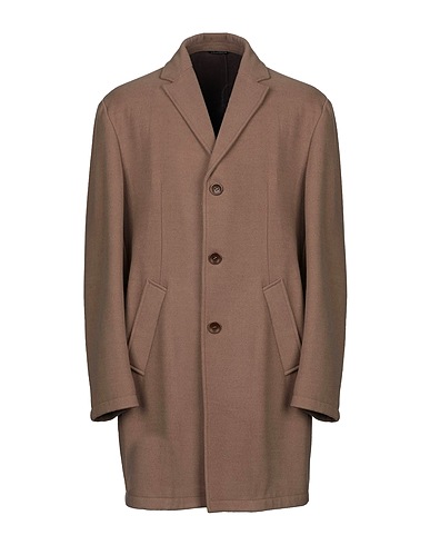 GREY DANIELE ALESSANDRINI Coat Camel 78% Polyester, 20% Viscose, 2% Elastane