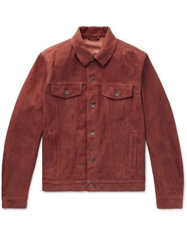 Valstar Slim-fit Suede Trucker Jacket In Rust
