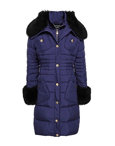 BOUTIQUE MOSCHINO Coat Midnight blue Polyester, Shearling
