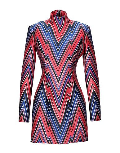 BALMAIN Sheath dress Red 81% Polyester, 7% Silk, 6% Metallic Polyester, 6% Polyamide, Viscose