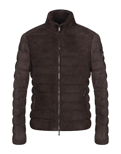 MOORER Shell jacket Dark brown 100% Soft Leather