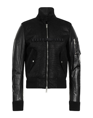 BEN TAVERNITI™ UNRAVEL PROJECT Bomber Black 100% Leather, Wool, Viscose, Shearling, Cotton
