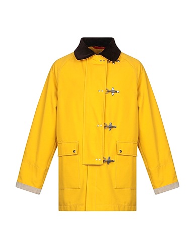 FAY Dufflecoat Gelb 100% Baumwolle, Kalbsleder