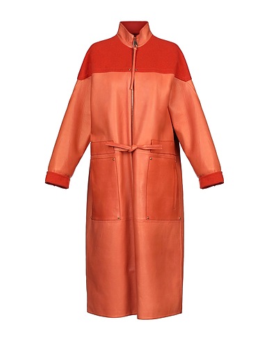 AGNONA Coat Orange 70% Wool, 30% Cashmere, Ovine leather