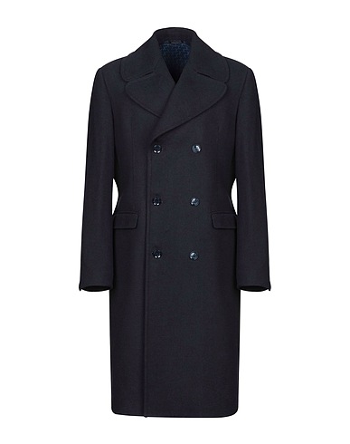 GREY DANIELE ALESSANDRINI Coat Midnight blue 30% Cotton, 25% Acrylic, 25% Wool, 15% Polyester, 5% Other Fibres
