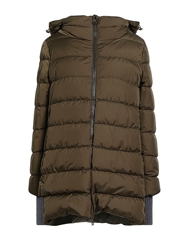 HERNO Shell jacket Military green 100% Polyamide, Wool, Elastane