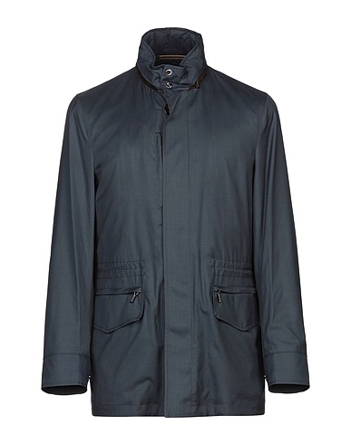MOORER Full-length jacket Slate blue 51% Virgin Wool, 49% Silk
