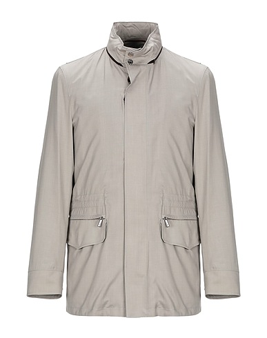 MOORER Full-length jacket Grey 51% Virgin Wool, 49% Silk