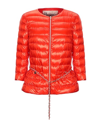 HERNO Shell jacket Orange 100% Polyamide, Calfskin