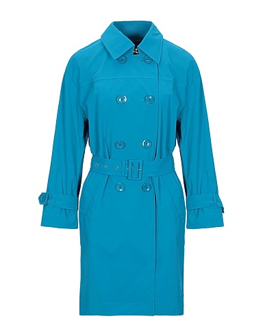 HERNO Double breasted pea coat Turquoise 100% Cotton, Polyurethane