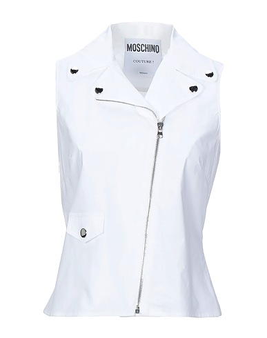 MOSCHINO Biker jacket White 96% Cotton, 4% Other Fibres