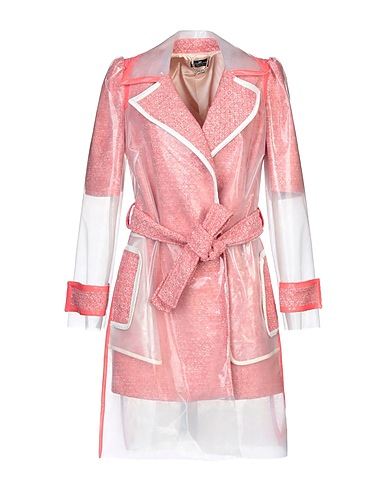 ELISABETTA FRANCHI Coat Salmon pink 100% Polyurethane, Cotton, Acetate, Polyester, Polyamide