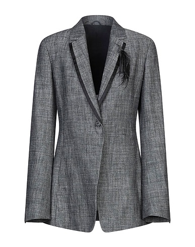 BRUNELLO CUCINELLI Jackett Braungrau 45% Seide, 43% Leinen, 12% Polyamid, Messing, Straussenfedern