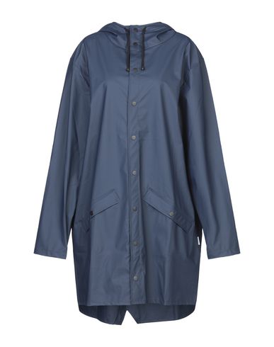 Rains Waterproof Hooded Long Rain Jacket In Dark Blue