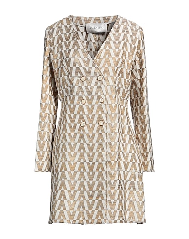 VALENTINO GARAVANI Double breasted pea coat Sand 47% Viscose, 21% Cotton, 18% Tussah silk, 11% Silk, 3% Metallic fiber