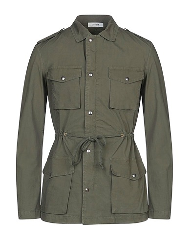 ALPHA STUDIO Full-length jacket Military green 97% Cotton, 3% Elastane