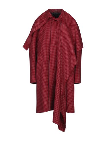 Balenciaga Draped Houndstooth Wool Coat In Red