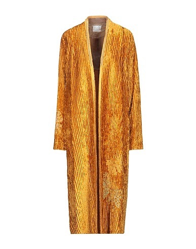 FORTE_FORTE Full-length jacket Yellow 68% Viscose, 31% Cotton, 1% Elastane