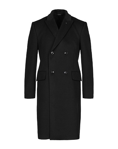 DANIELE ALESSANDRINI Coat Black 92% Polyester, 8% Viscose