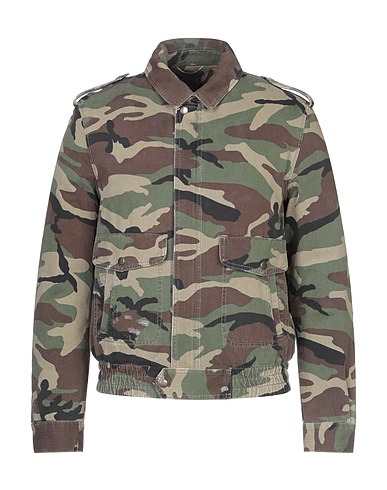 SAINT LAURENT Jacket Military green 100% Cotton, Shearling