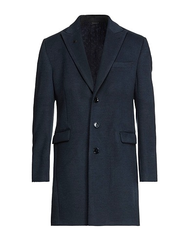 DANIELE ALESSANDRINI Coat Midnight blue 92% Polyester, 8% Viscose