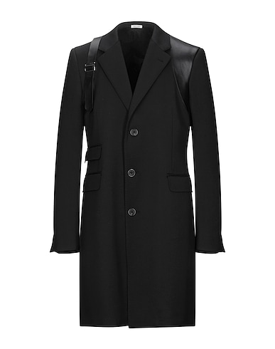 MCQUEEN Coat Black 100% Virgin Wool, Lambskin