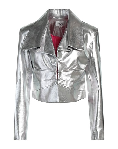 ALLURE Biker jacket Silver 55% Polyurethane, 45% Cotton