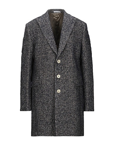 GREY DANIELE ALESSANDRINI Coat Midnight blue 54% Wool, 25% Polyester, 8% Acrylic, 7% Other Fibres, 6% Alpaca wool