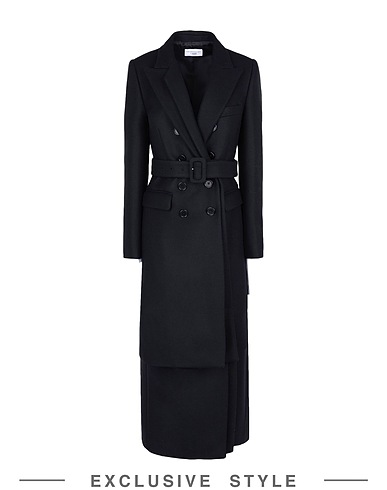 SHARON CHO x YOOX Coat Black 90% Wool, 10% Cashmere