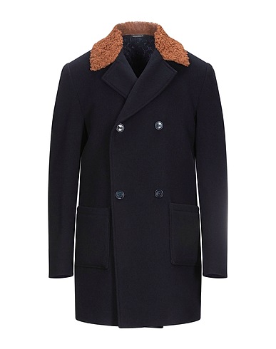 GREY DANIELE ALESSANDRINI Coat Midnight blue 60% Wool, 15% Polyester, 15% Acrylic, 10% Polyamide